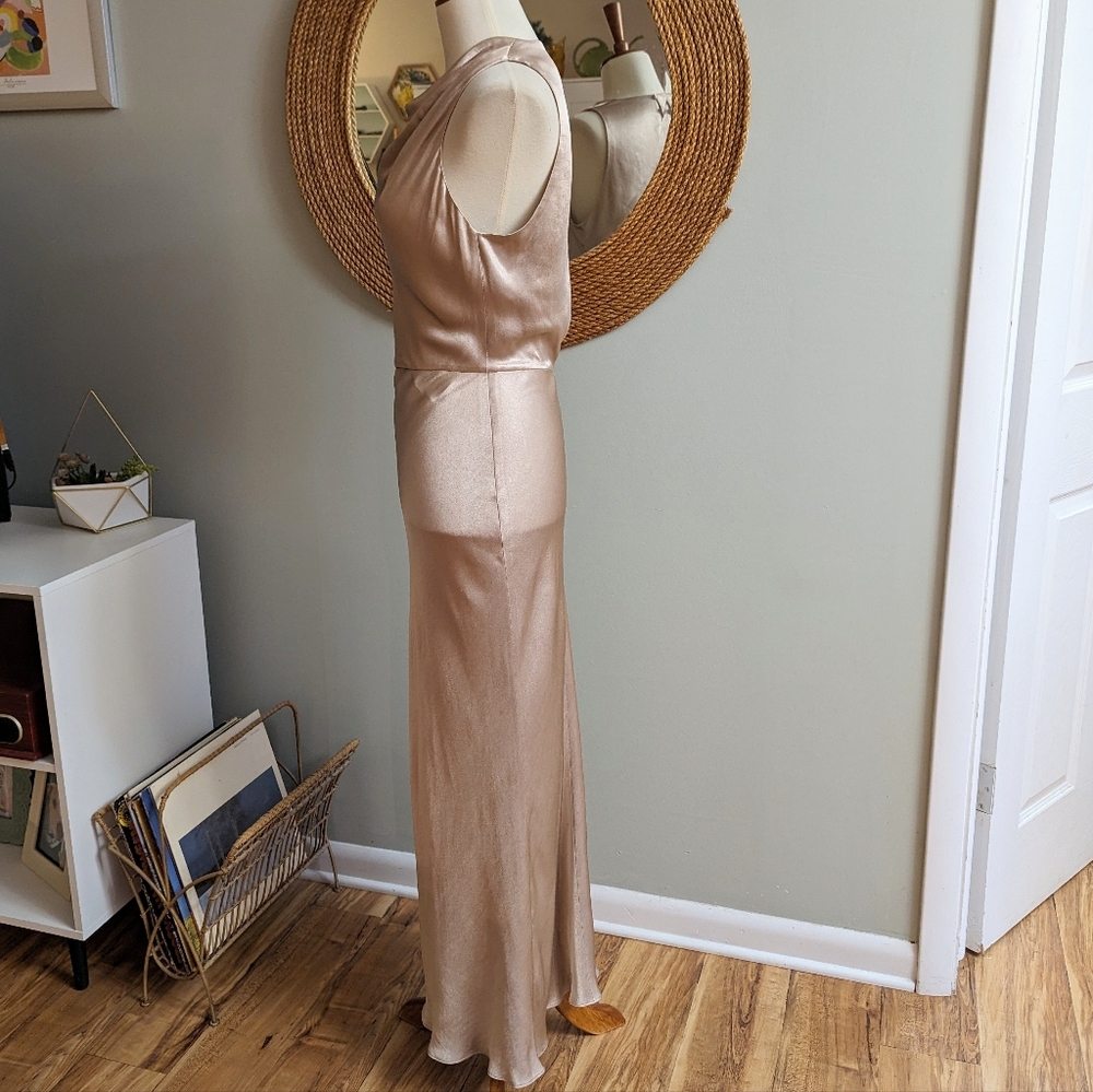 Shona Joy La Lune High Neck Midi Dress in Gold - Picture 3 of 5
